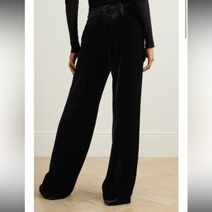 Elegant Black Velvet Wide-Leg Pants